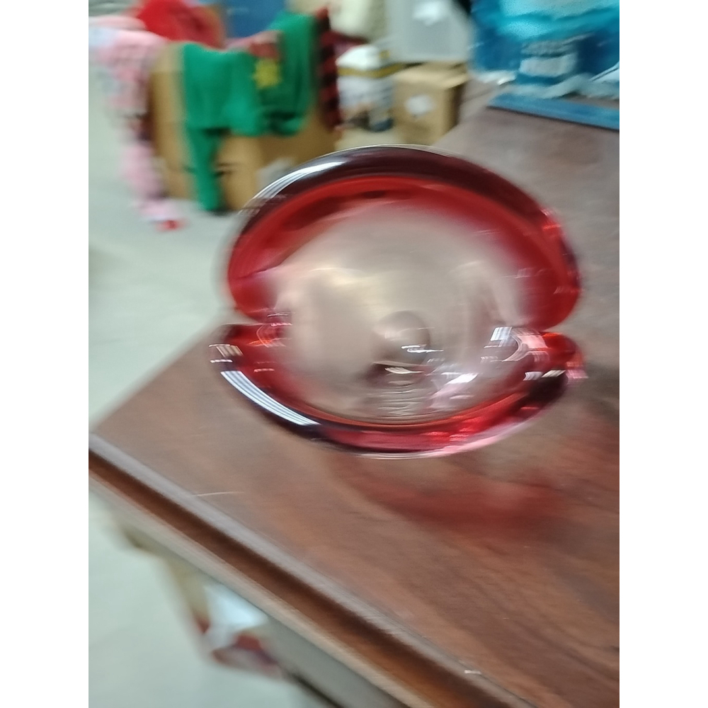 Vintage Murano Seguso Art Glass Clamshell, Cranberry-Pink Bowl‎ w/ 2 Bases